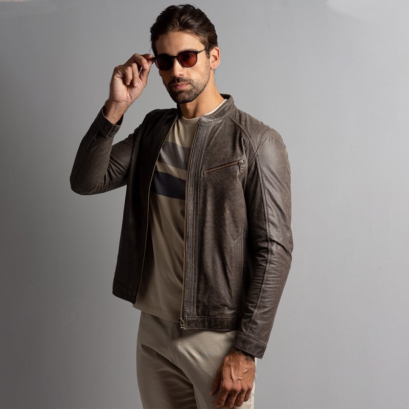 Jaqueta Couro Slim Pespontos - Main Image